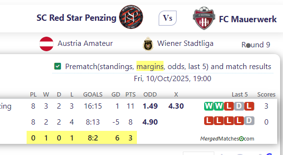 SC Red Star Penzing Vs FC Mauerwerk screenshot