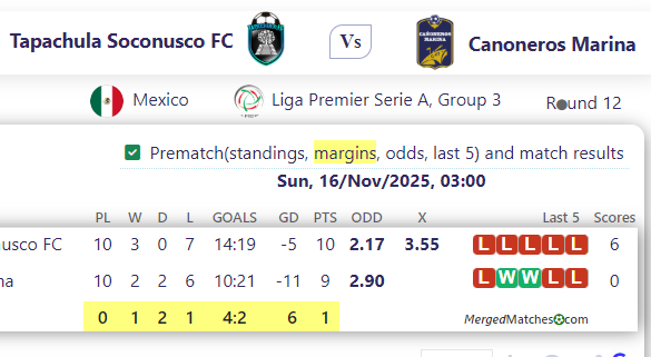 Tapachula Soconusco FC Vs Canoneros Marina screenshot