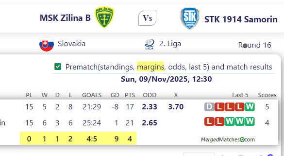 MSK Zilina B Vs STK 1914 Samorin screenshot