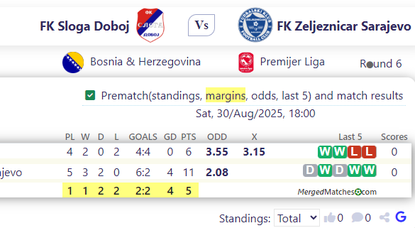 FK Sloga Doboj Vs FK Zeljeznicar Sarajevo screenshot
