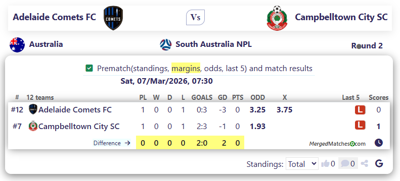 Adelaide Comets FC Vs Campbelltown City SC screenshot