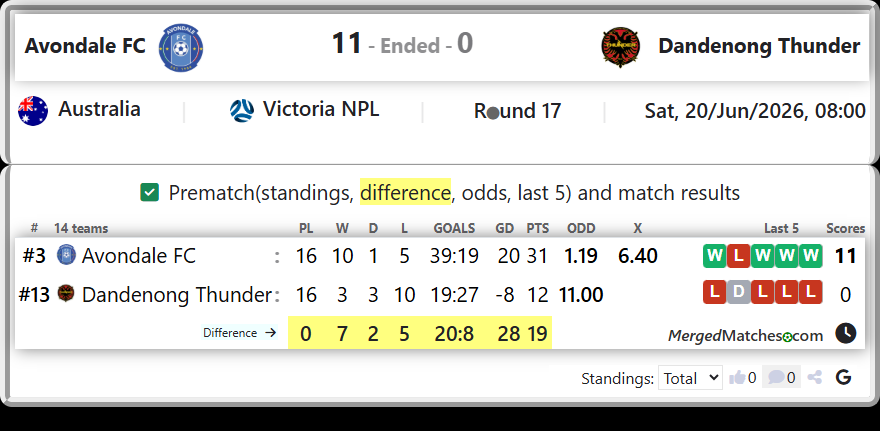 Avondale FC Vs Dandenong Thunder screenshot