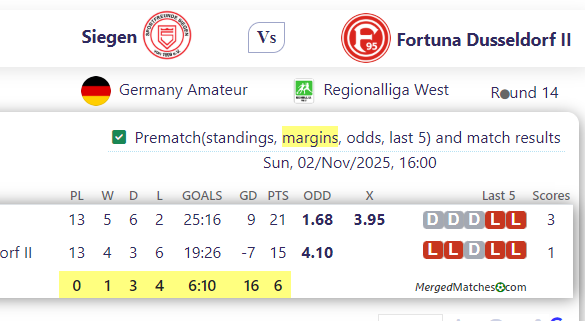 Siegen Vs Fortuna Dusseldorf II screenshot
