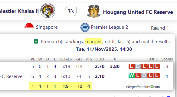Balestier Khalsa II Vs Hougang United FC Reserve screenshot