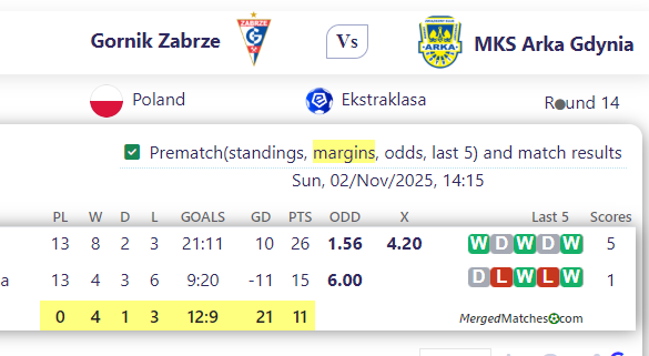 Gornik Zabrze Vs MKS Arka Gdynia screenshot