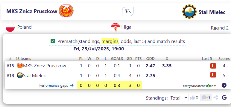 MKS Znicz Pruszkow Vs Stal Mielec screenshot