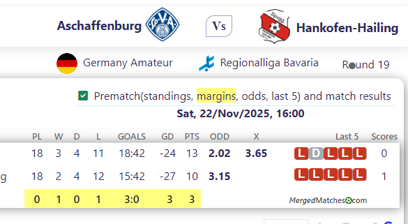 Aschaffenburg Vs Hankofen-Hailing screenshot
