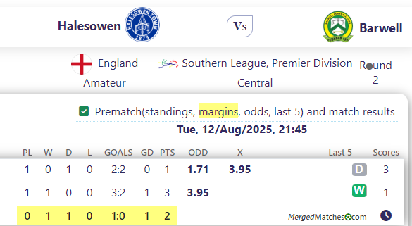 Halesowen Vs Barwell screenshot