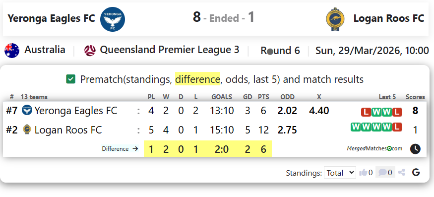 Yeronga Eagles FC Vs Logan Roos FC screenshot
