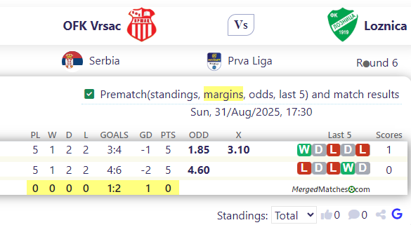 OFK Vrsac Vs Loznica screenshot