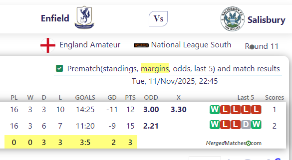 Enfield Vs Salisbury screenshot