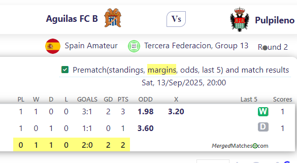Aguilas FC B Vs Pulpileno screenshot