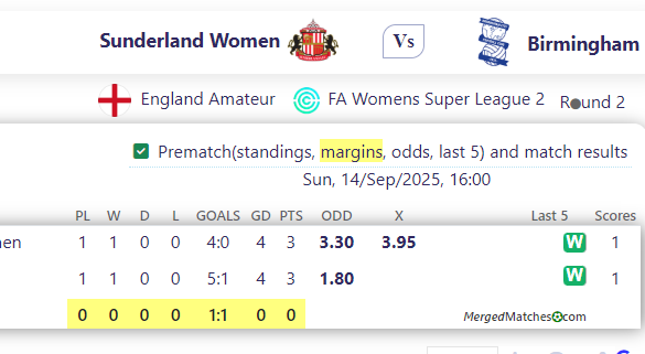 Sunderland Women Vs Birmingham screenshot