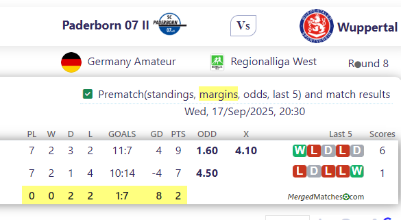 Paderborn 07 II Vs Wuppertal screenshot