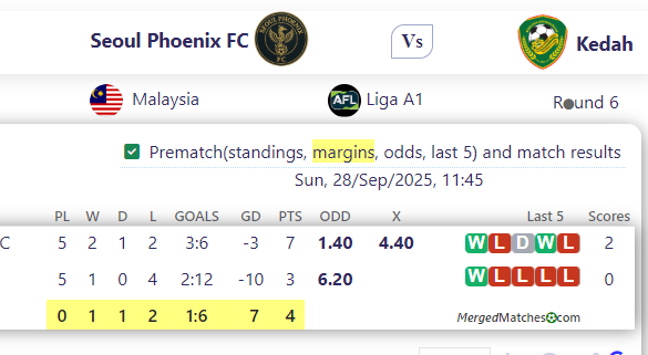 Seoul Phoenix FC Vs Kedah screenshot