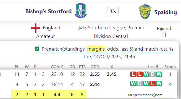 Bishop's Stortford Vs Spalding screenshot