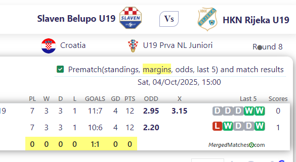 Slaven Belupo U19 Vs HKN Rijeka U19 screenshot