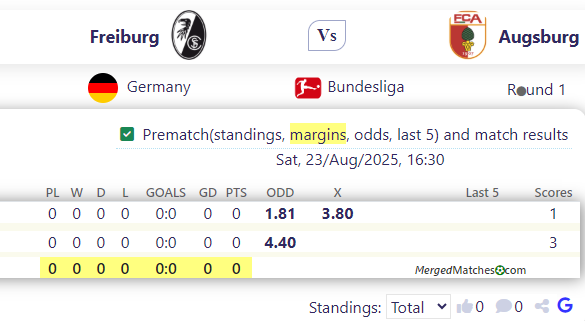 Freiburg Vs Augsburg screenshot