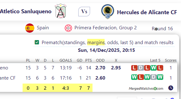 Atletico Sanluqueno Vs Hercules de Alicante CF screenshot