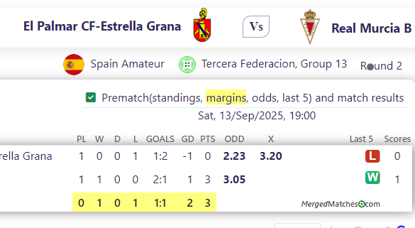El Palmar CF-Estrella Grana Vs Real Murcia B screenshot