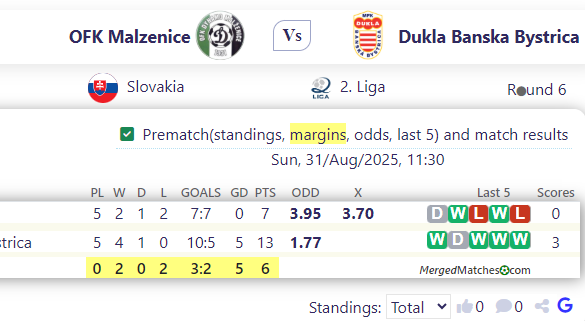OFK Malzenice Vs Dukla Banska Bystrica screenshot