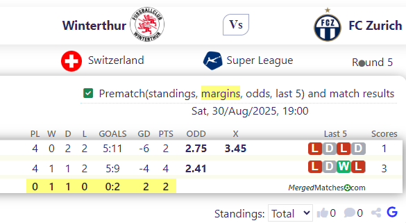 Winterthur Vs FC Zurich screenshot