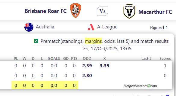 Brisbane Roar FC Vs Macarthur FC screenshot