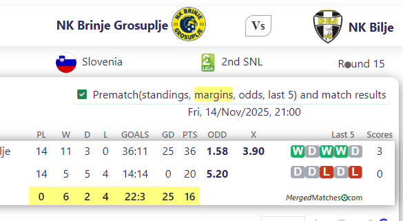 NK Brinje Grosuplje Vs NK Bilje screenshot