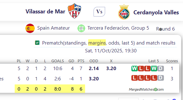 Vilassar de Mar Vs Cerdanyola Valles screenshot