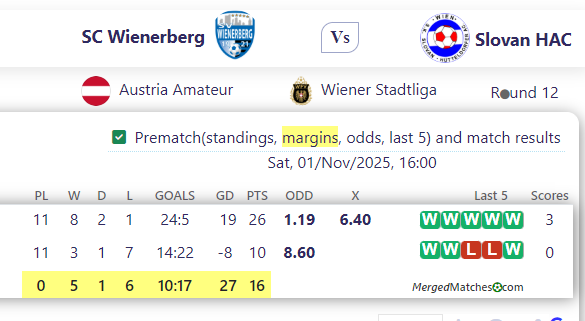 SC Wienerberg Vs Slovan HAC screenshot