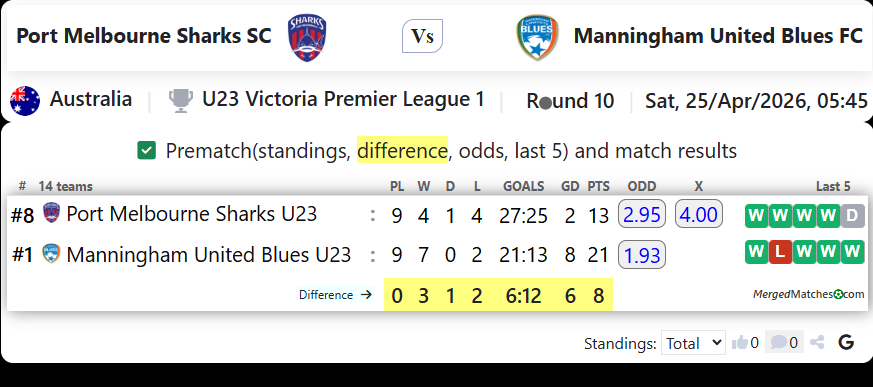 Port Melbourne Sharks SC Vs Manningham United Blues FC screenshot