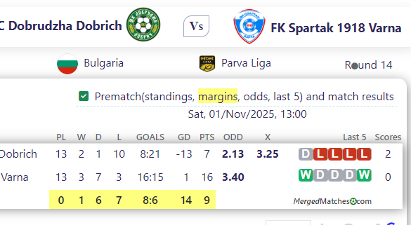 PFC Dobrudzha Dobrich Vs FK Spartak 1918 Varna screenshot
