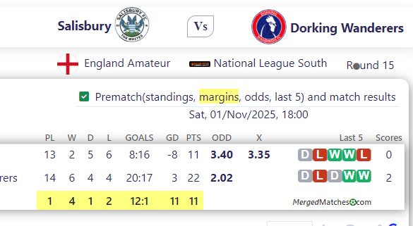 Salisbury Vs Dorking Wanderers screenshot