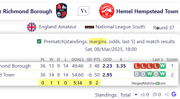 Hampton & Richmond Borough Vs Hemel Hempstead Town screenshot