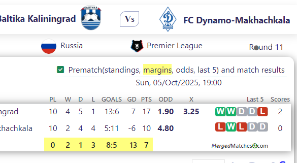 FC Baltika Kaliningrad Vs FC Dynamo-Makhachkala screenshot