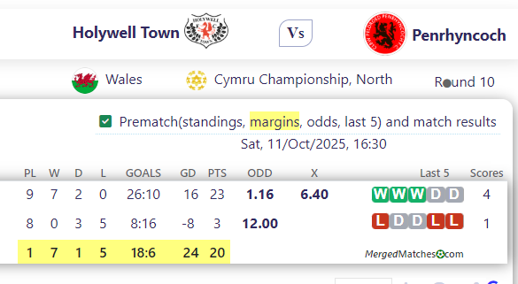Holywell Town Vs Penrhyncoch screenshot