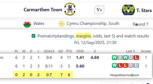 Carmarthen Town Vs T. Stars screenshot