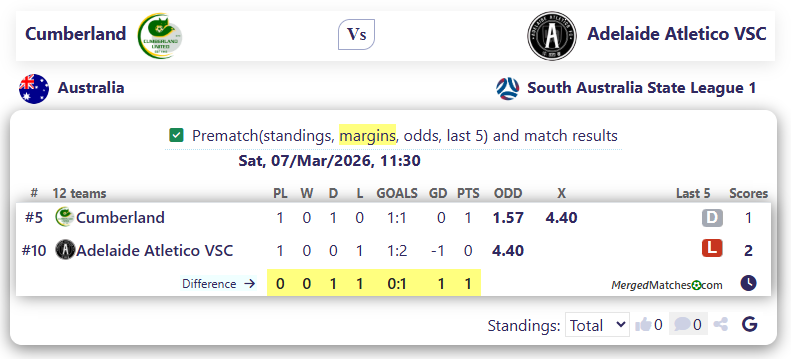 Cumberland Vs Adelaide Atletico VSC screenshot