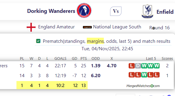 Dorking Wanderers Vs Enfield screenshot