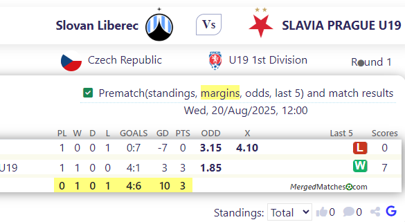 Slovan Liberec Vs SLAVIA PRAGUE U19 screenshot