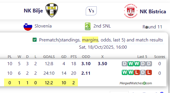 NK Bilje Vs NK Bistrica screenshot