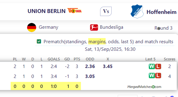 UNION BERLIN Vs Hoffenheim screenshot