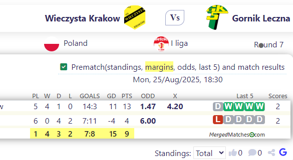 Wieczysta Krakow Vs Gornik Leczna screenshot