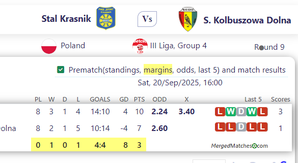 Stal Krasnik Vs S. Kolbuszowa Dolna screenshot