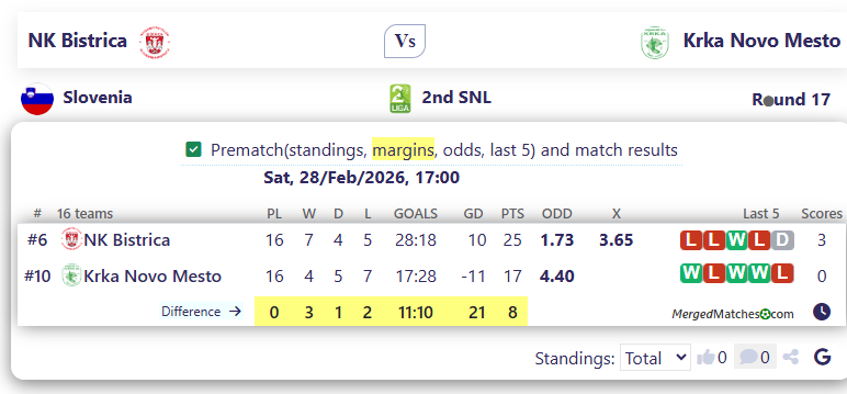NK Bistrica Vs Krka Novo Mesto screenshot