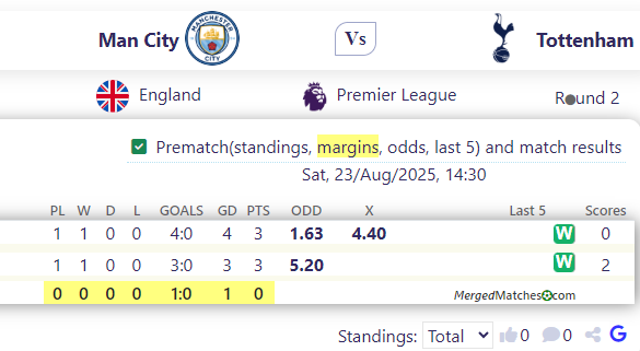Man City Vs Tottenham screenshot