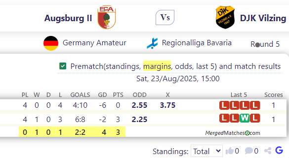 Augsburg II Vs DJK Vilzing screenshot