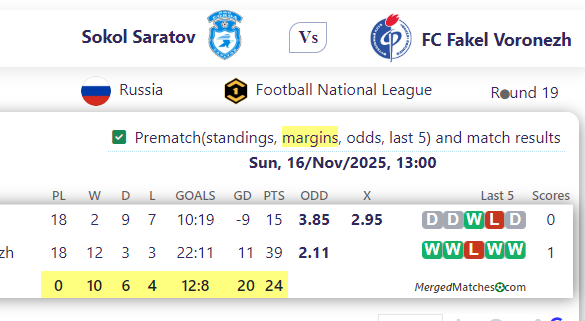 Sokol Saratov Vs FC Fakel Voronezh screenshot