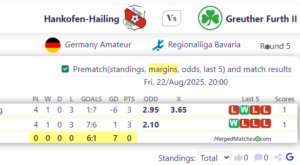 Hankofen-Hailing Vs Greuther Furth II screenshot
