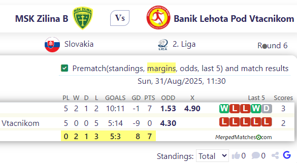 MSK Zilina B Vs Banik Lehota Pod Vtacnikom screenshot